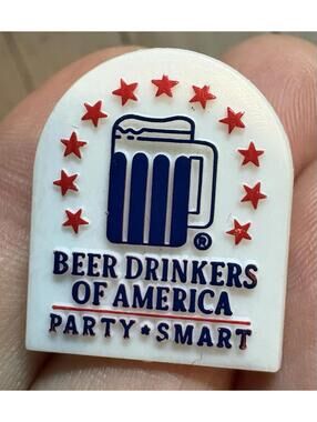 Beer Drinkers Of America BDOA Party Smart Plastic Pinback Lapel Tie Hat Pin
